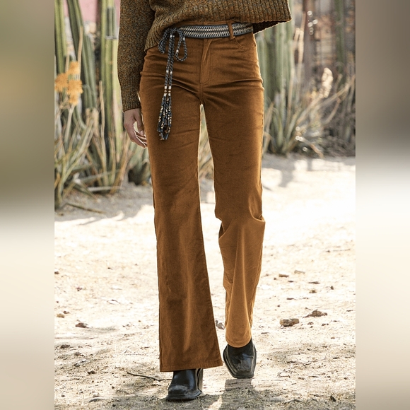 Peruvian Connection Pants - Peruvian Connection Velvetine Toffee Straight Leg Cut Pants Size 4